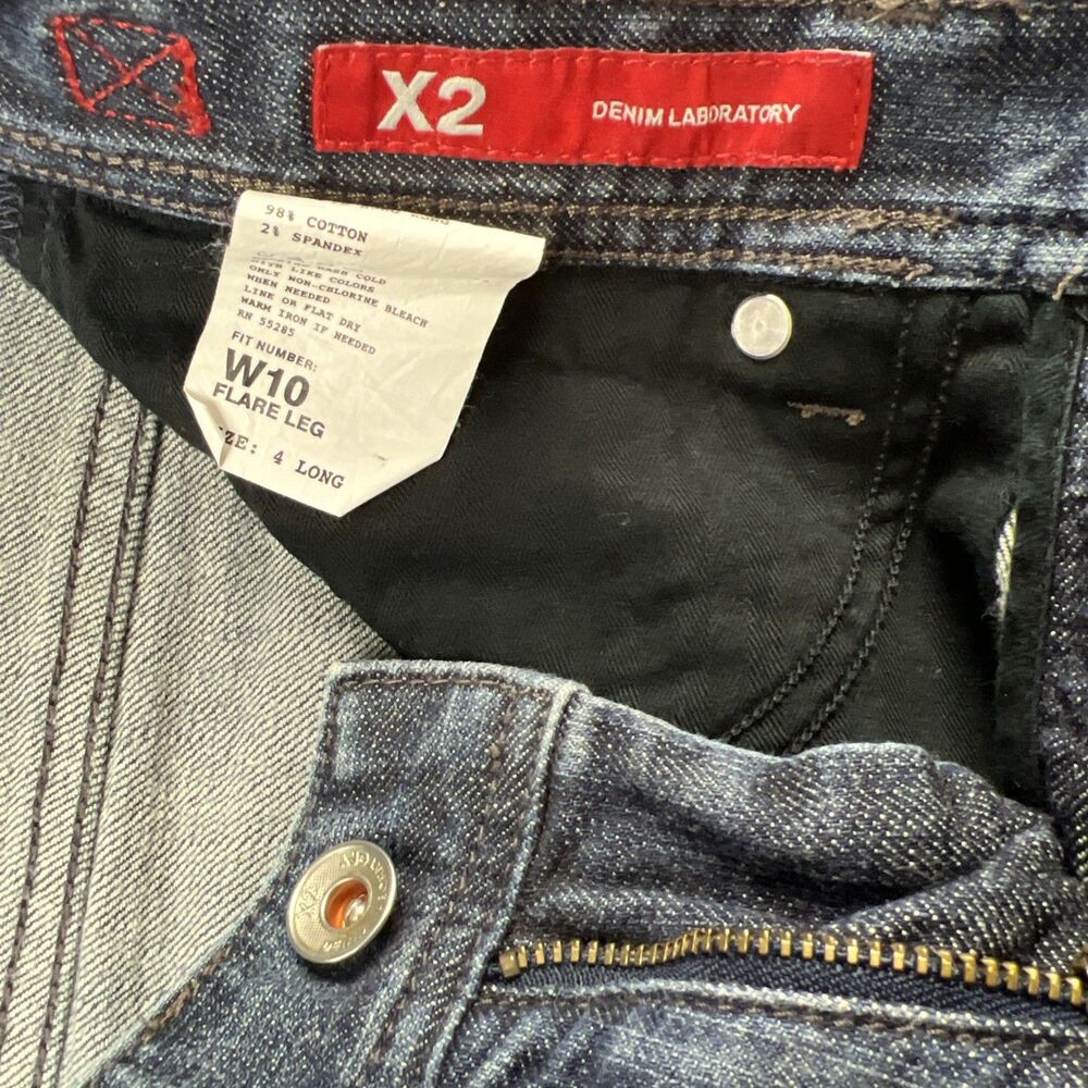 X2 Denim Laboratory Jeans W10 Flare Distressed Size 4 Long - Picture 7 of 9